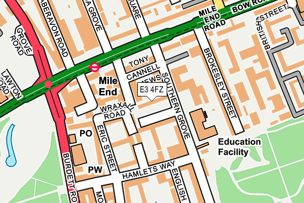E3 4FZ map - OS OpenMap – Local (Ordnance Survey)