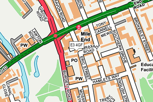 E3 4GF map - OS OpenMap – Local (Ordnance Survey)