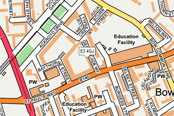 E3 4GJ map - OS OpenMap – Local (Ordnance Survey)