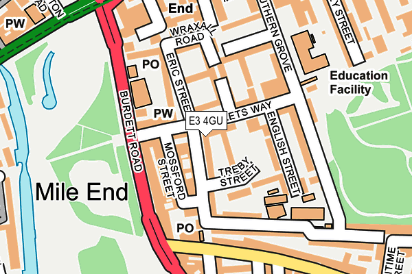 E3 4GU map - OS OpenMap – Local (Ordnance Survey)