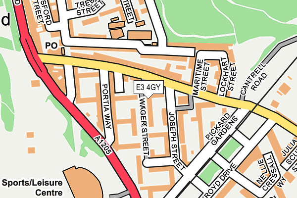 E3 4GY map - OS OpenMap – Local (Ordnance Survey)