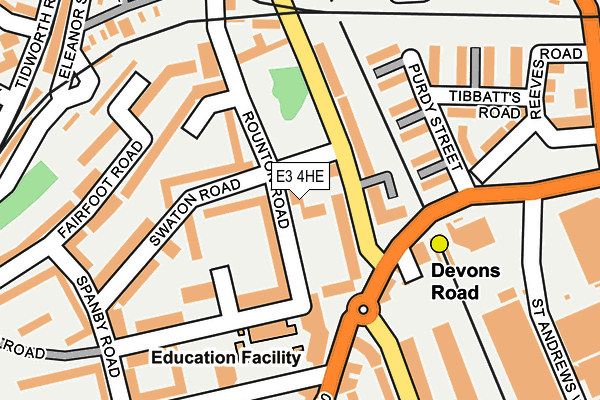 E3 4HE map - OS OpenMap – Local (Ordnance Survey)