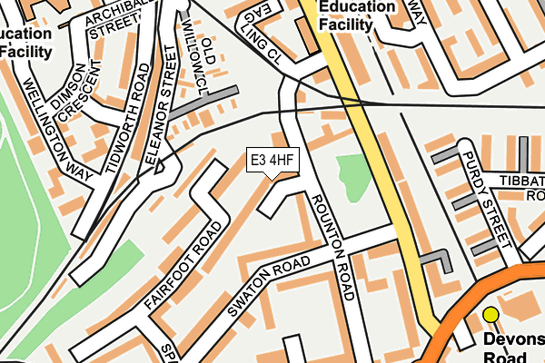 E3 4HF map - OS OpenMap – Local (Ordnance Survey)