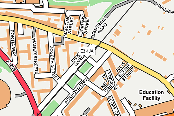 E3 4JA map - OS OpenMap – Local (Ordnance Survey)