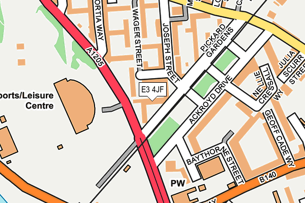 E3 4JF map - OS OpenMap – Local (Ordnance Survey)