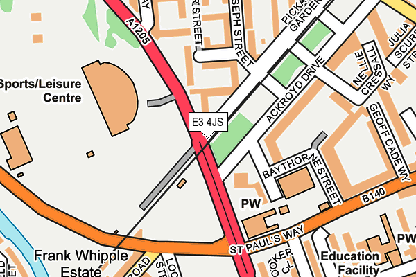 E3 4JS map - OS OpenMap – Local (Ordnance Survey)