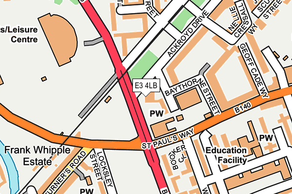 E3 4LB map - OS OpenMap – Local (Ordnance Survey)
