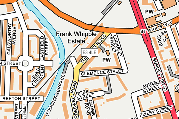 E3 4LE map - OS OpenMap – Local (Ordnance Survey)