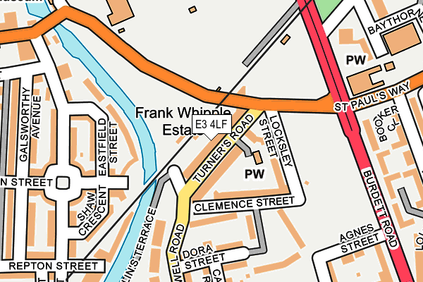 E3 4LF map - OS OpenMap – Local (Ordnance Survey)