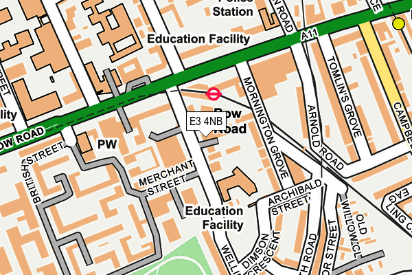 E3 4NB map - OS OpenMap – Local (Ordnance Survey)