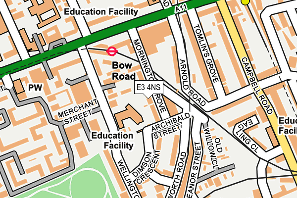 E3 4NS map - OS OpenMap – Local (Ordnance Survey)
