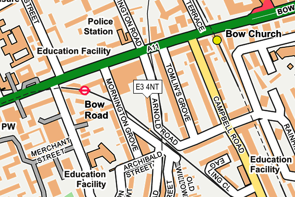 E3 4NT map - OS OpenMap – Local (Ordnance Survey)