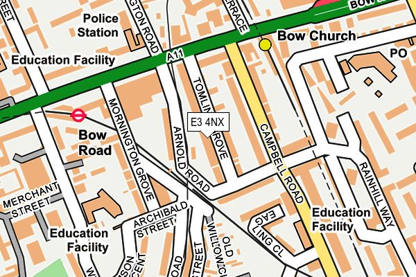 E3 4NX map - OS OpenMap – Local (Ordnance Survey)