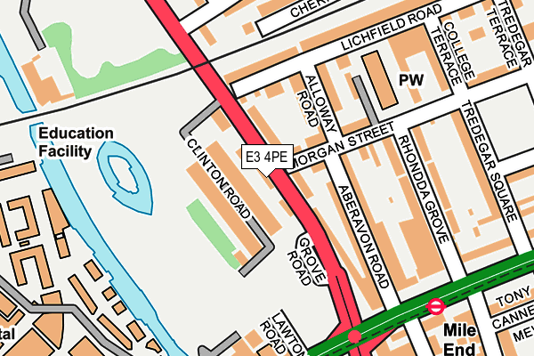 E3 4PE map - OS OpenMap – Local (Ordnance Survey)