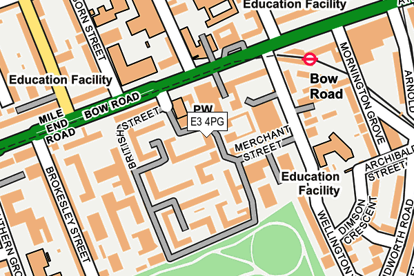 E3 4PG map - OS OpenMap – Local (Ordnance Survey)