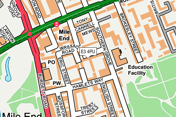 E3 4PU map - OS OpenMap – Local (Ordnance Survey)