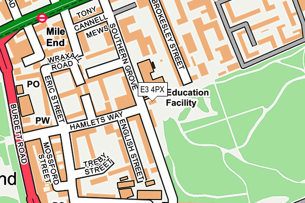 E3 4PX map - OS OpenMap – Local (Ordnance Survey)