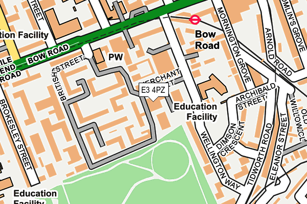 E3 4PZ map - OS OpenMap – Local (Ordnance Survey)