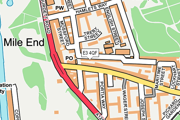E3 4QF map - OS OpenMap – Local (Ordnance Survey)