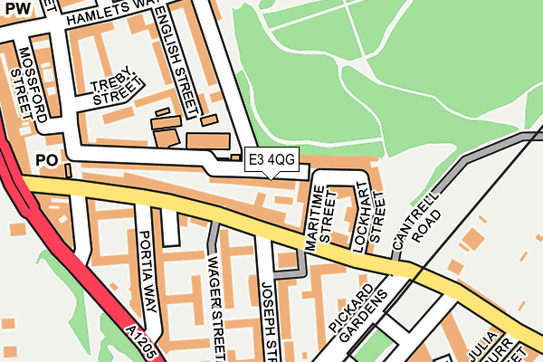 E3 4QG map - OS OpenMap – Local (Ordnance Survey)