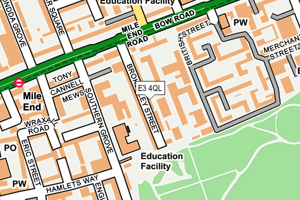 E3 4QL map - OS OpenMap – Local (Ordnance Survey)