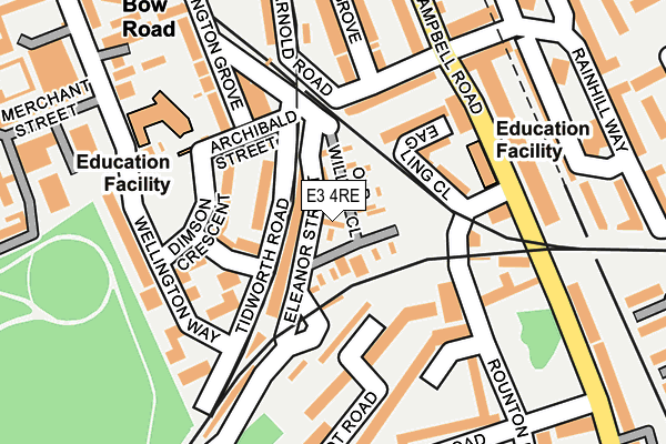 E3 4RE map - OS OpenMap – Local (Ordnance Survey)