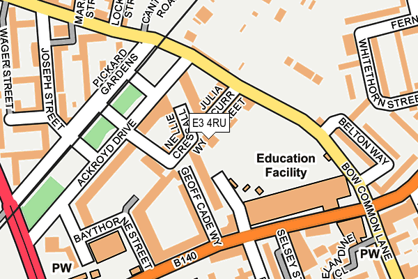 E3 4RU map - OS OpenMap – Local (Ordnance Survey)