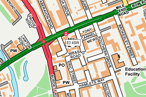 E3 4SW map - OS OpenMap – Local (Ordnance Survey)