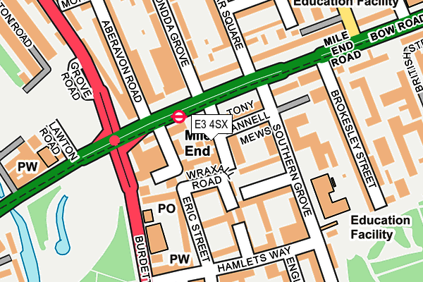 E3 4SX map - OS OpenMap – Local (Ordnance Survey)