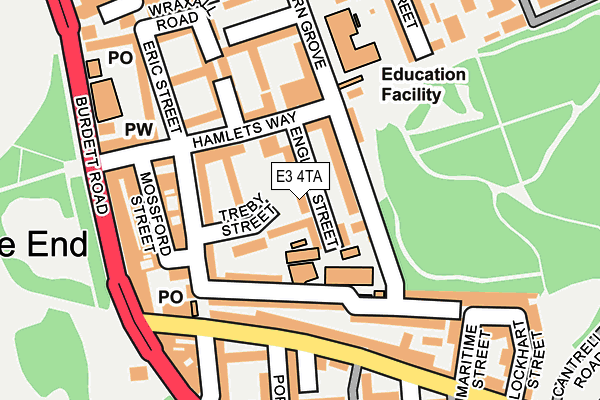 E3 4TA map - OS OpenMap – Local (Ordnance Survey)