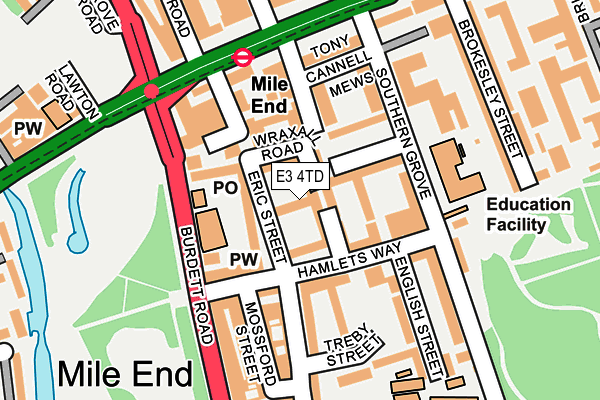 E3 4TD map - OS OpenMap – Local (Ordnance Survey)