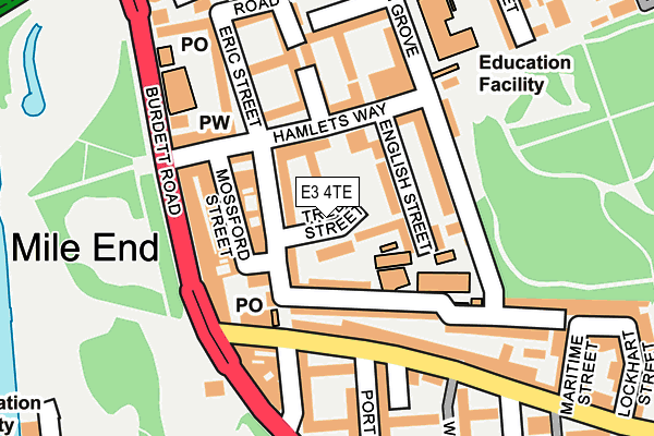 E3 4TE map - OS OpenMap – Local (Ordnance Survey)