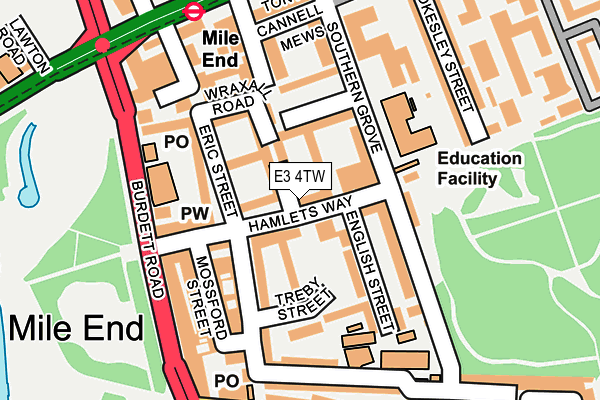 E3 4TW map - OS OpenMap – Local (Ordnance Survey)