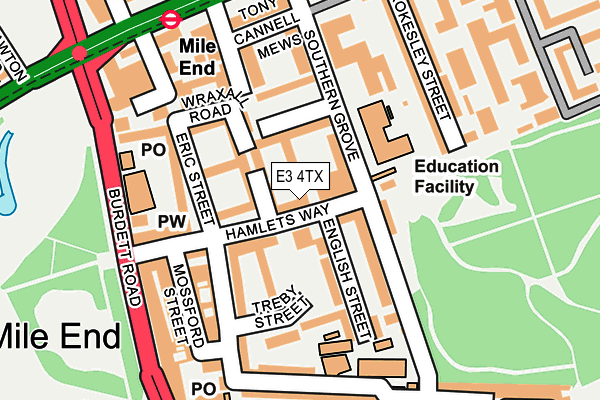 E3 4TX map - OS OpenMap – Local (Ordnance Survey)