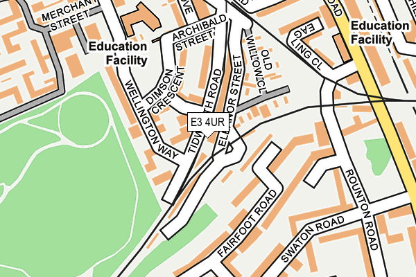 E3 4UR map - OS OpenMap – Local (Ordnance Survey)