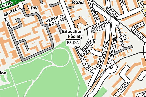 E3 4XA map - OS OpenMap – Local (Ordnance Survey)