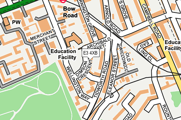 E3 4XB map - OS OpenMap – Local (Ordnance Survey)