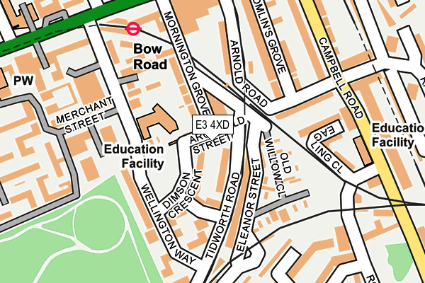 E3 4XD map - OS OpenMap – Local (Ordnance Survey)