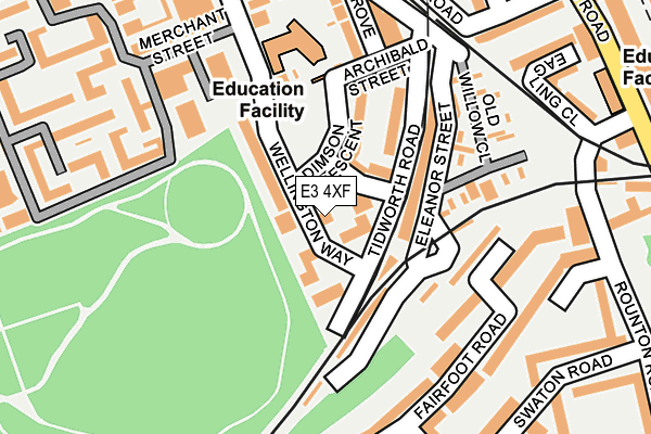 E3 4XF map - OS OpenMap – Local (Ordnance Survey)
