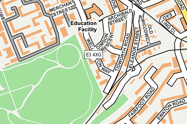 E3 4XG map - OS OpenMap – Local (Ordnance Survey)