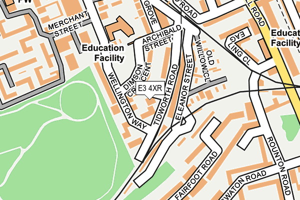 E3 4XR map - OS OpenMap – Local (Ordnance Survey)