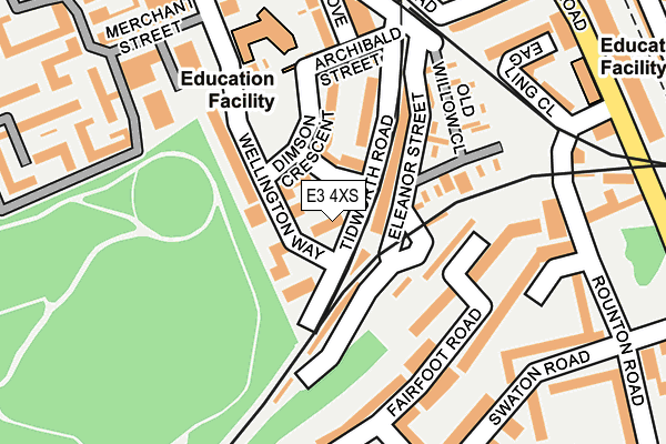 E3 4XS map - OS OpenMap – Local (Ordnance Survey)