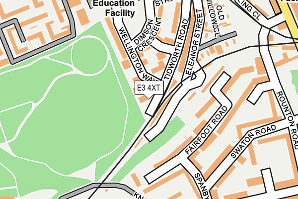 E3 4XT map - OS OpenMap – Local (Ordnance Survey)