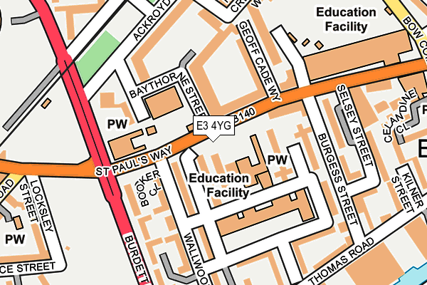 E3 4YG map - OS OpenMap – Local (Ordnance Survey)