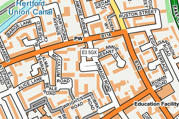 E3 5GX map - OS OpenMap – Local (Ordnance Survey)