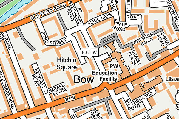 E3 5JW map - OS OpenMap – Local (Ordnance Survey)