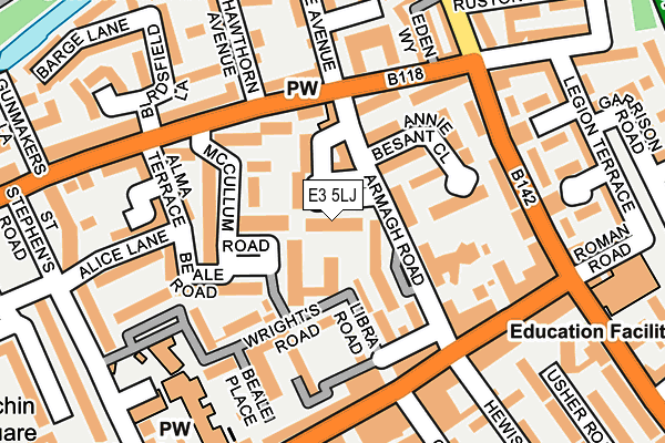 E3 5LJ map - OS OpenMap – Local (Ordnance Survey)
