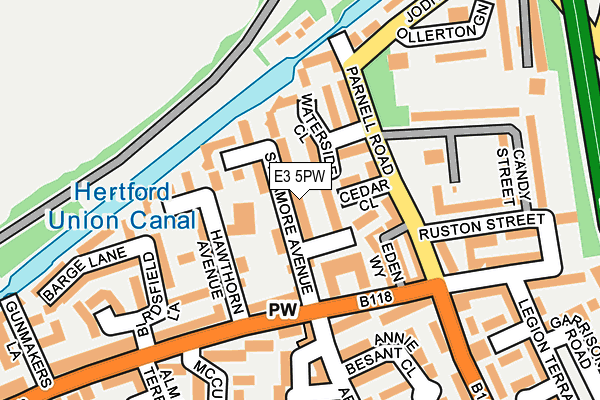 E3 5PW map - OS OpenMap – Local (Ordnance Survey)