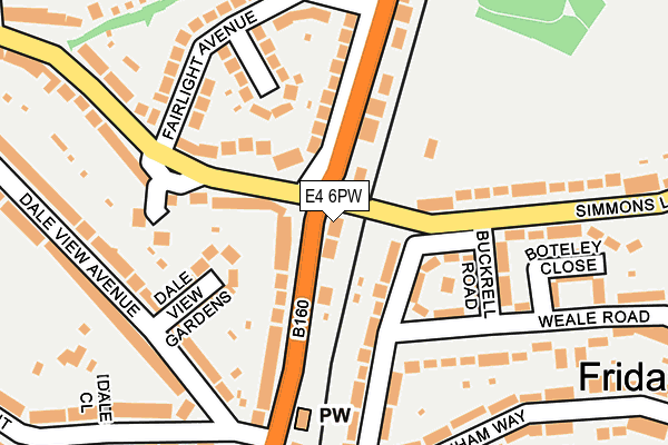 E4 6PW map - OS OpenMap – Local (Ordnance Survey)
