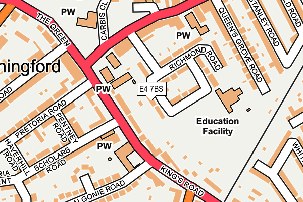 E4 7BS map - OS OpenMap – Local (Ordnance Survey)